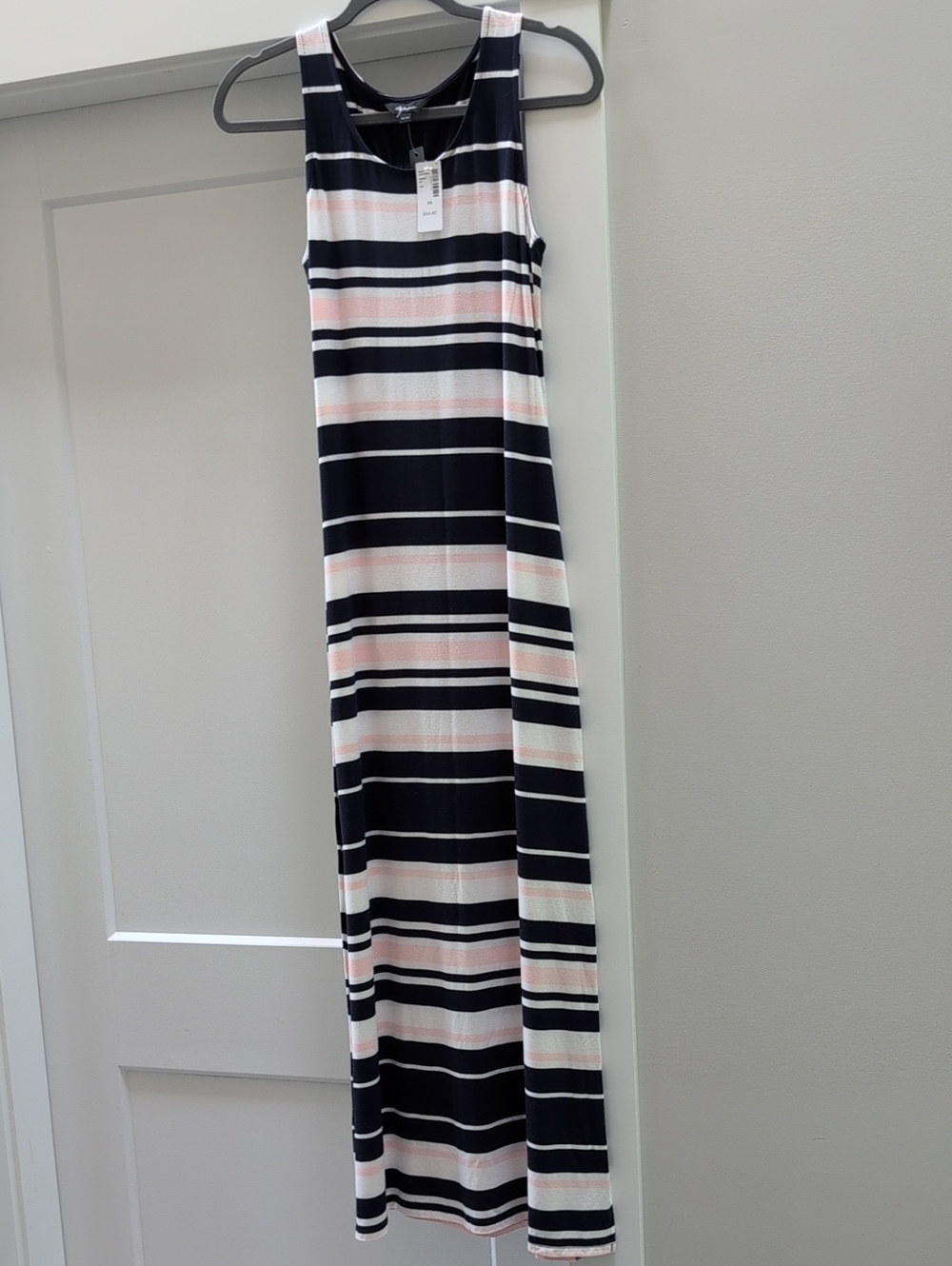 NWT Reitmans Navy, White & Light Pink Striped Maxi Dress XS